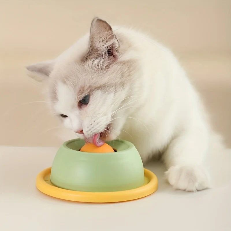 Interactive Cat Slow Feeder Toy - Self-Play Snack Plate with Licking Fun for Dental Health & Entertainment,Without Battery